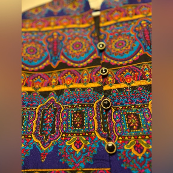 Women’s size 8 adrianna papell Colorful Botton Top Multicolored Stylish Top - Picture 4 of 6